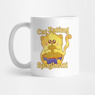 Cat Eating Spaghetti - Cat Cute Mug